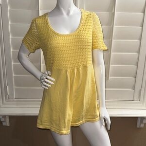Lane Bryant yellow crochet baby doll top